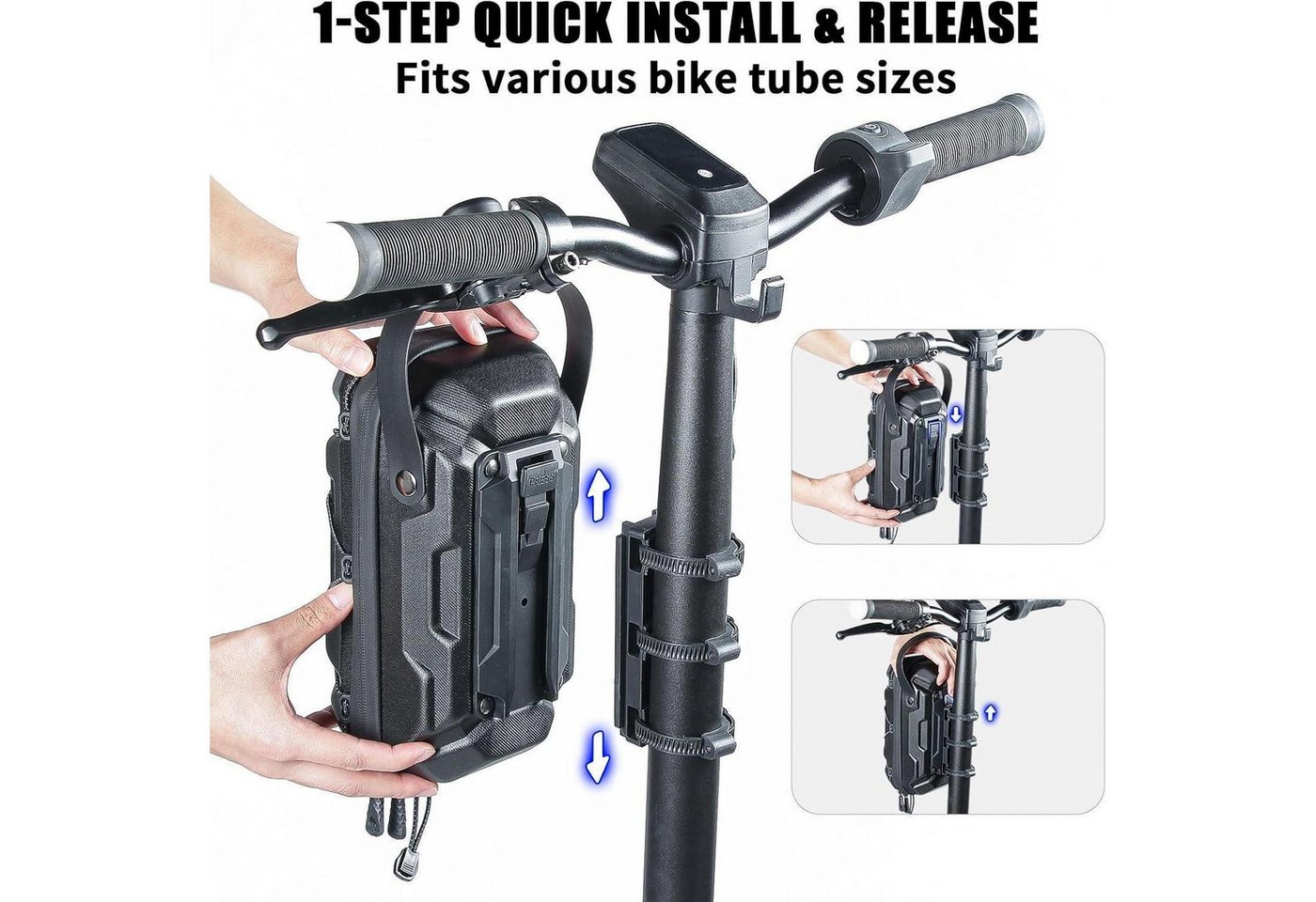LuxusKollektion Fahrradständer Scooter Tasche 3L Schnellverschluss Wasserdicht Lenkertasche Gd6x-3l Bild 3