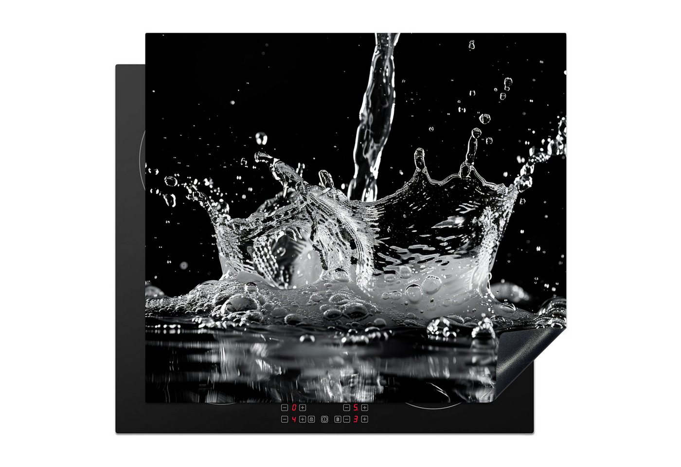 MuchoWow Herd-Abdeckplatte Wasser - Spritzwasser - Schwarz, Vinyl, (1 tlg), Abdeckplatte für Ceranfeld, Herd Inductionsmatte, 57.6x51.6 cm Bild 5