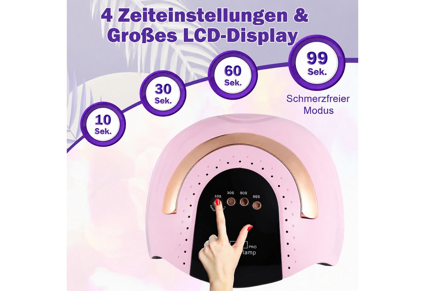 KINSI Lichthärtungsgerät UV LED Nagellampe 268W, 57 LEDs, Sensor, Timer, Gel Lack Maniküre, 10s-30s-60s-99s, Schnelle und gleichmäßige Aushärtung Bild 3