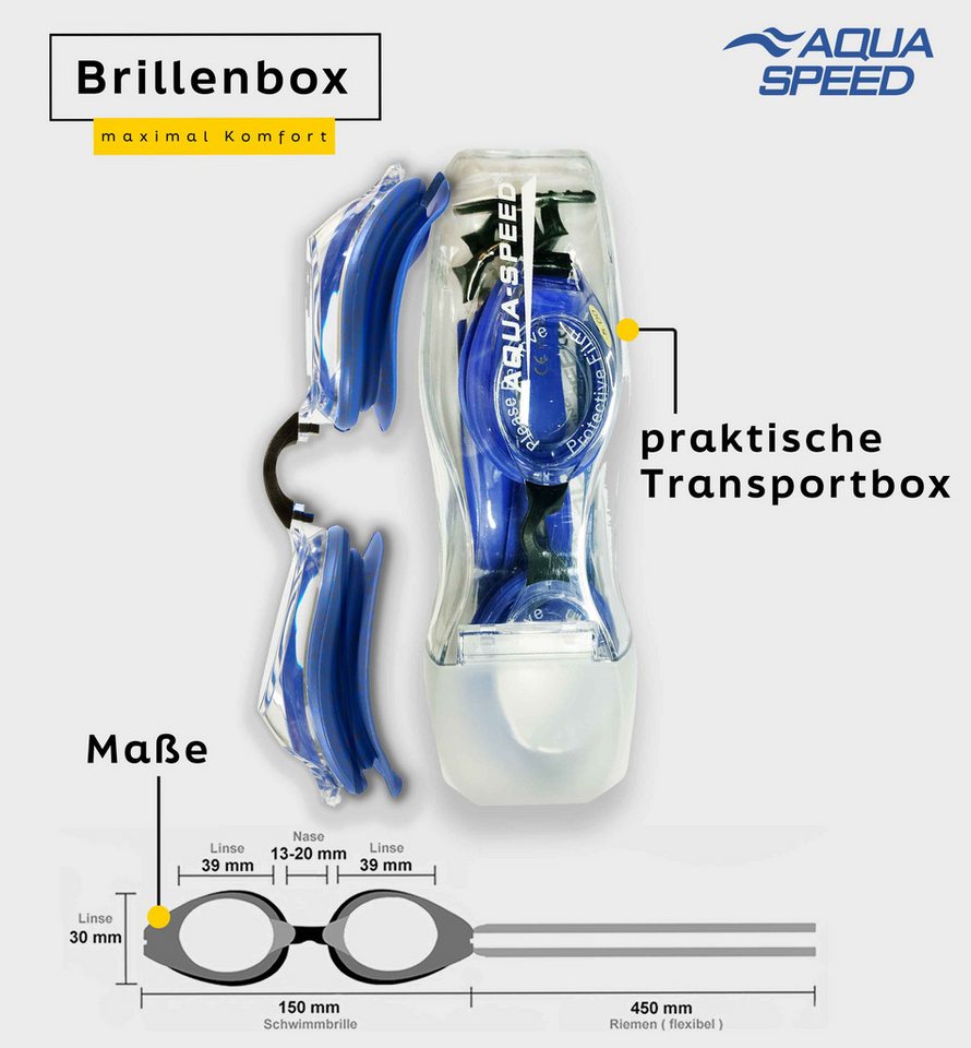 Aqua Speed Schwimmbrille mit Sehstärke für Kurzsichtige Dioptrien: -8.0 inkl. Box, (Lumina blau ungetönte Gläser -8,0), Bequemer Sitz auch bei längerer Nutzung Bild 5