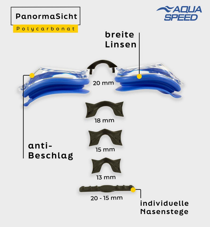 Aqua Speed Schwimmbrille mit Sehstärke für Kurzsichtige Dioptrien: -5.0 inkl. Box, (Lumina blau ungetönte Gläser -5,0), Sicherer Halt bei intensiven Trainingseinheiten Bild 2