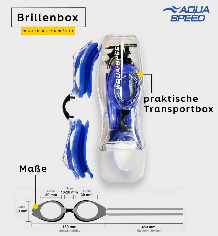 Aqua Speed Schwimmbrille mit Sehstärke für Kurzsichtige Dioptrien: -5.0 inkl. Box, (Lumina blau ungetönte Gläser -5,0), Sicherer Halt bei intensiven Trainingseinheiten Bild 3