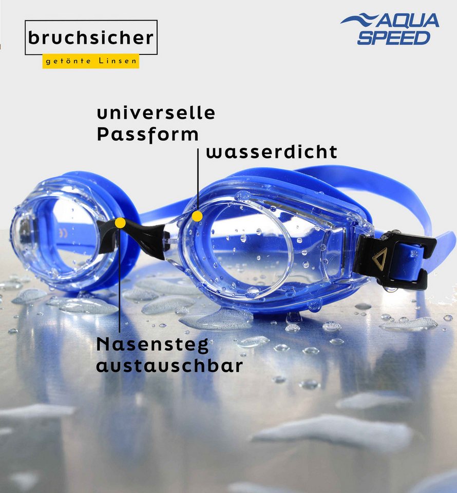 Aqua Speed Schwimmbrille mit Sehstärke für Kurzsichtige Dioptrien: -5.0 inkl. Box, (Lumina blau ungetönte Gläser -5,0), Sicherer Halt bei intensiven Trainingseinheiten Bild 5