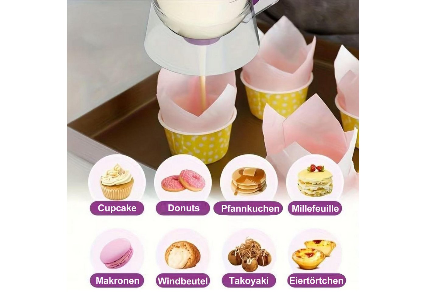 Mutig Teigportionierer Kuchen-Teig Spender, Waffel-Teigspender, 900 ml mit Deckel und Skala, (Portionskontrolle und klare Skala, DIY-Backwerkzeug zur Herstellung von Kuchen, Pfannkuchen und Muffins), Es ist das perfekte Geschenk für Backliebhaber, Köche und Donut-Fans