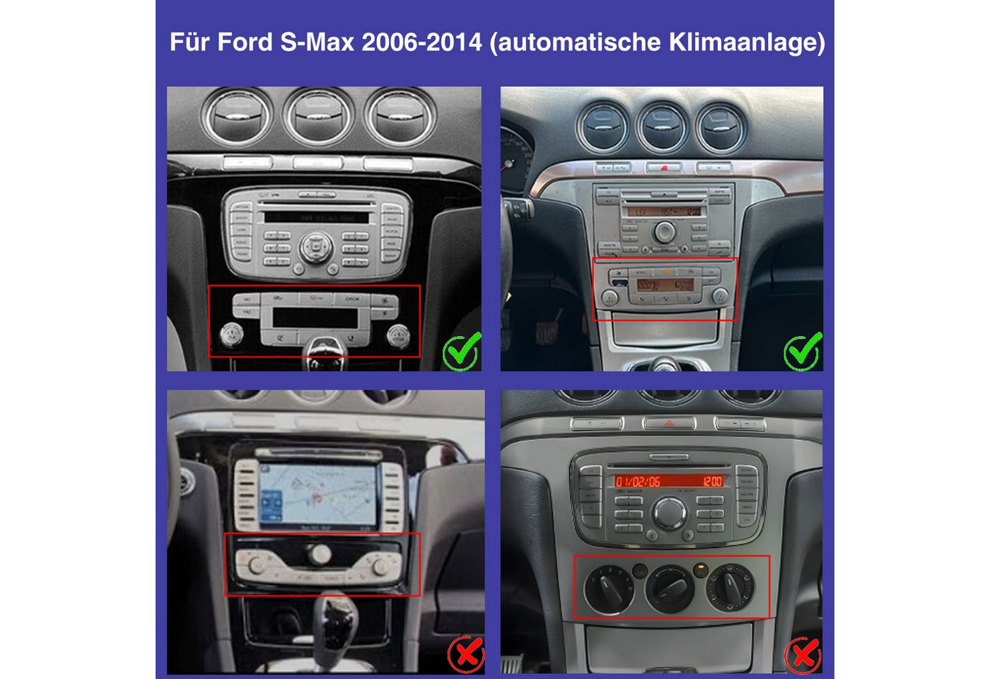 ESSGOO DAB+ Für Ford S-Max 2007-15 Android 15 Autoradio 2din Carplay GPS Navi Autoradio (RDS, 4+64GB(optional), Digitalradio (DAB), FM, GPS, 1280*720, SWC, Carplay Android Auto Bluetooth EQ USB GPS Navi WIFI Touchscreen) Bild 2