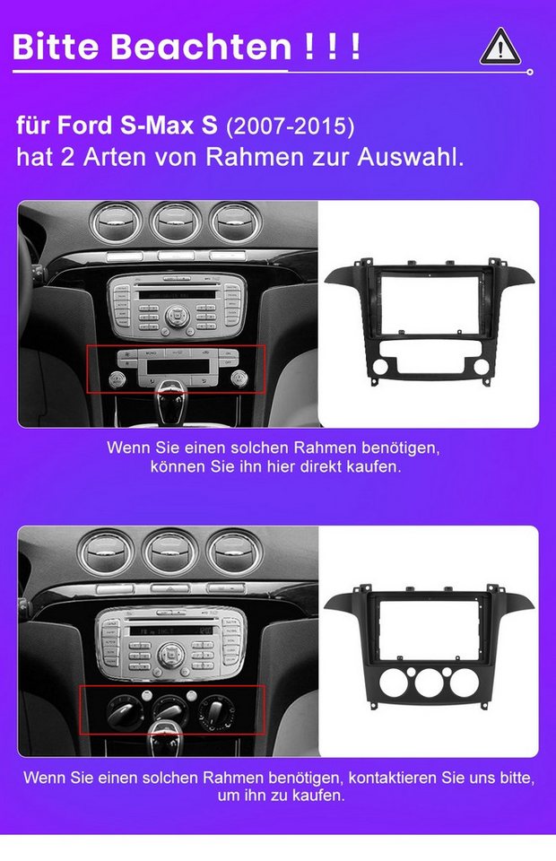 ESSGOO DAB+ Für Ford S-Max 2007-15 Android 15 Autoradio 2din Carplay GPS Navi Autoradio (RDS, 4+64GB(optional), Digitalradio (DAB), FM, GPS, 1280*720, SWC, Carplay Android Auto Bluetooth EQ USB GPS Navi WIFI Touchscreen) Bild 4