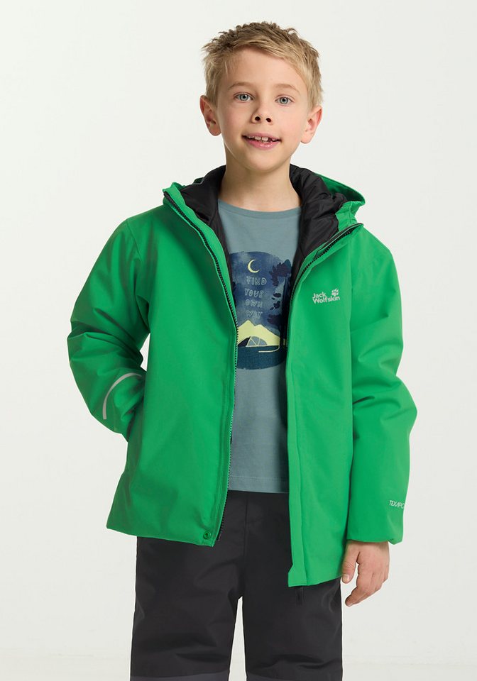 Jack Wolfskin Skijacke FLOWLINE JKT KIDS mit TEXAPORE 2L, wasserdicht, winddicht, atmungsaktiv, für Kinder