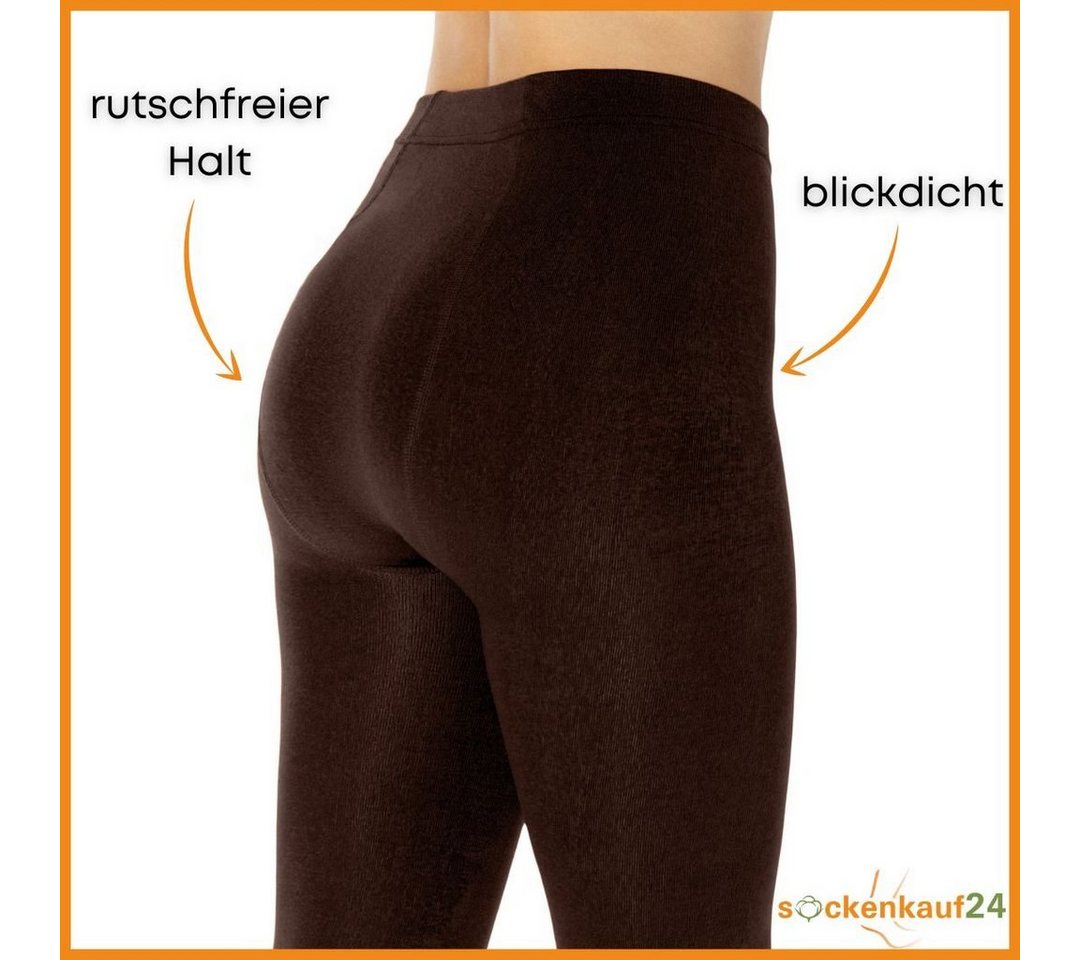 sockenkauf24 Thermostrumpfhose Damen Strumpfhose mit Innenfleece in 10 Farben (Braun 50-52) extra warm Winter Strumpfhose WP Bild 2