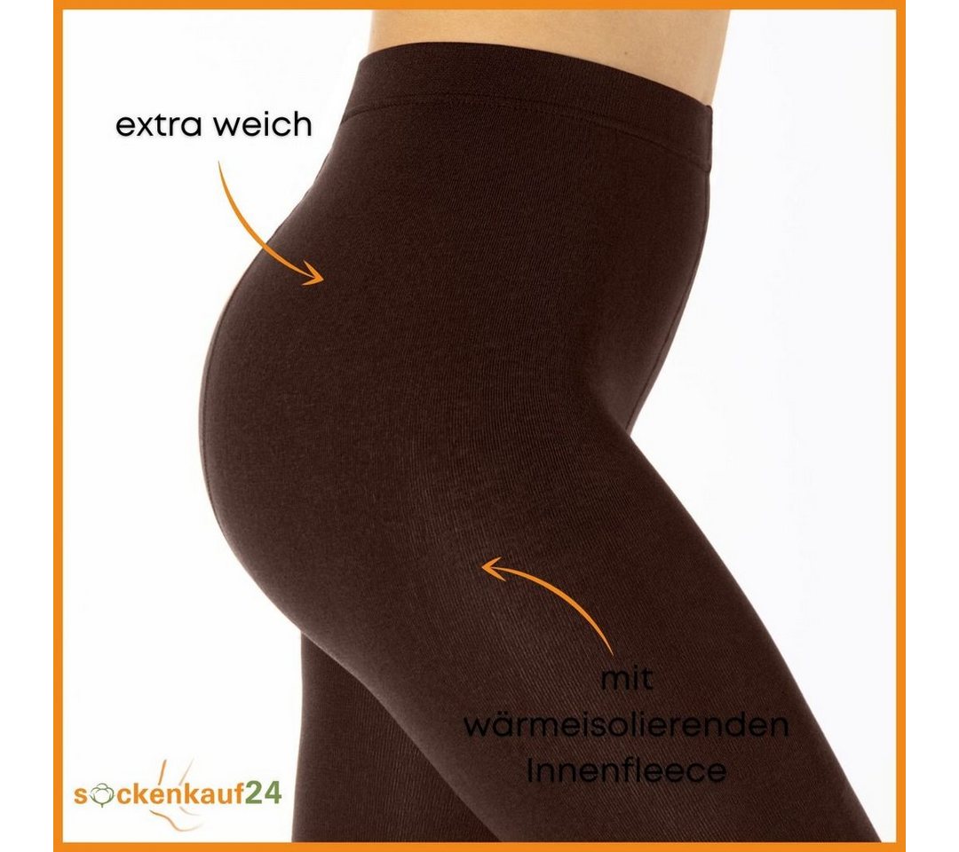 sockenkauf24 Thermostrumpfhose Damen Strumpfhose mit Innenfleece in 10 Farben (Braun 50-52) extra warm Winter Strumpfhose WP Bild 5