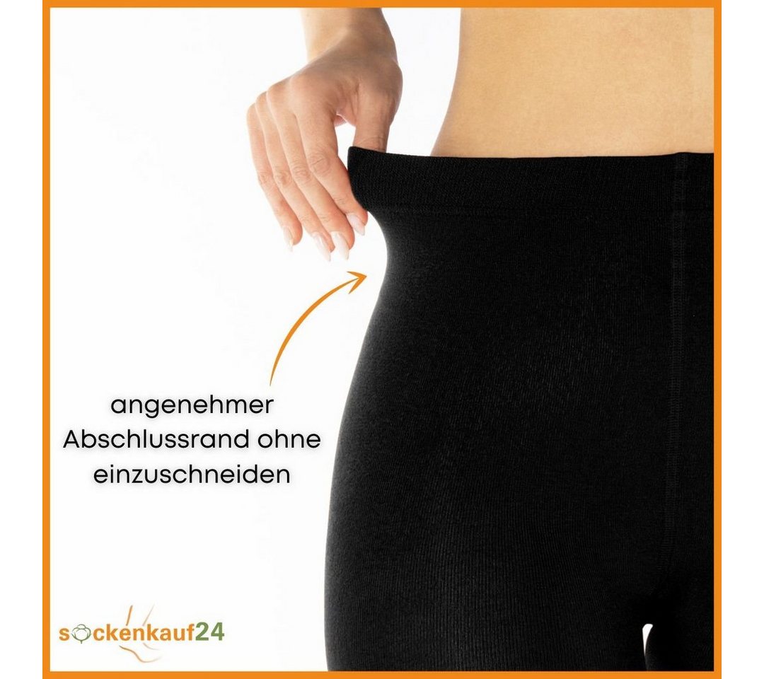 sockenkauf24 Thermostrumpfhose Damen Strumpfhose mit Innenfleece in 10 Farben (Schwarz 50-52) extra warm Winter Strumpfhose WP