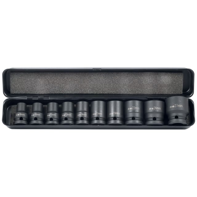 Schlagnuss-Satz 1/2", 10-teilig SW 9,10,11,13,14,17,19,22,24,27mm