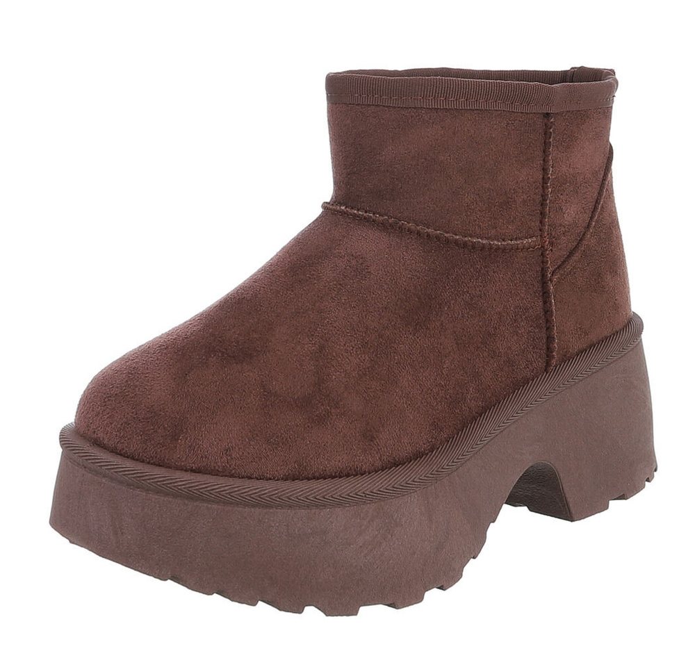Ital-Design Plattform Ankle Boots für Damen – Stilvoll & Bequem Snowboots (90503044) Blockabsatz Stiefeletten in Braun