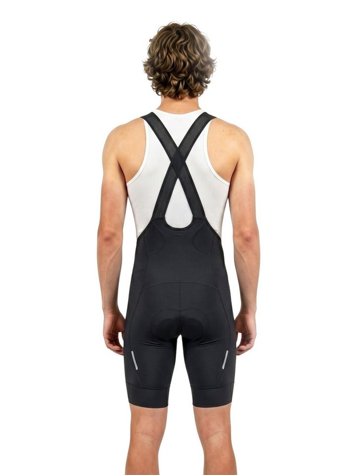 Wulibike Radhose Herren, Hosenträgern, GEL-Sitzpolster, 3 Taschen, Reflektierend (1-tlg) Atmungsaktiv, stoßdämpfend, Silikon-Beinbündchen