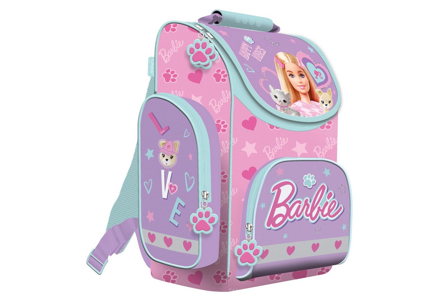 GOLDKIDS Schulranzen für Jungen und Mädchen - Schul-Rucksack für Kinder (mit Federmäppchen - Schuhbeutel und, 1-tlg., Hausaufgabenheft - Barbie Motiv), - 1-3 Klasse Bild 3