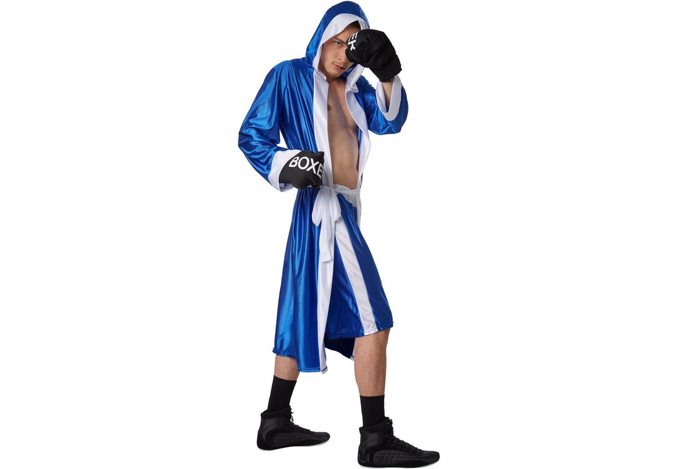 dressforfun Kostüm Boxer/Ringer, in der Farbe blau/weiß, Gr. L, Gürtel zum Schnüren, Boxhandschuhe mit Klettverschluss, Shorts mit angenehmen Gummizug Bild 3