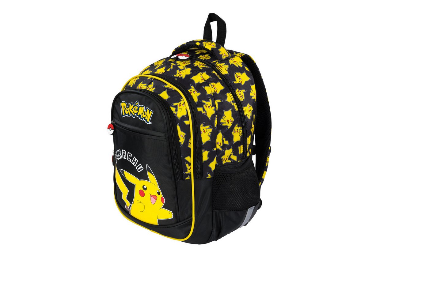 GOLDKIDS Schulranzen für Jungen und Mädchen, 4er-Set - (Schul-Rucksack für Kinder mit, 1-tlg., Schlampermäppchen - Schuhbeutel und Regenschutz), - Pokemon Motiv - 1-3 Klasse Bild 2