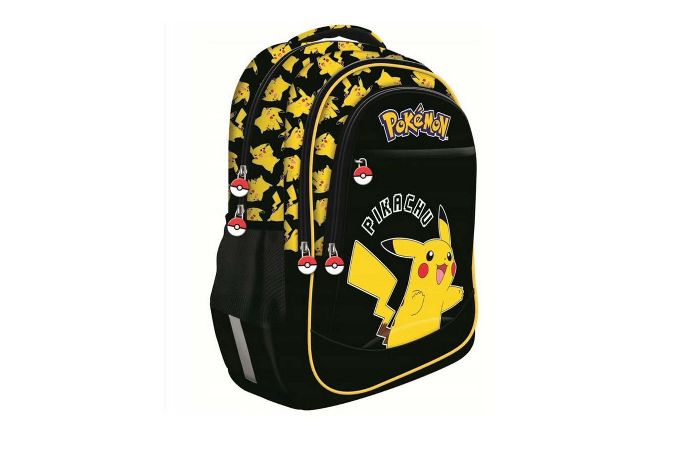 GOLDKIDS Schulranzen für Jungen und Mädchen, 4er-Set - (Schul-Rucksack für Kinder mit, 1-tlg., Schlampermäppchen - Schuhbeutel und Regenschutz), - Pokemon Motiv - 1-3 Klasse Bild 3
