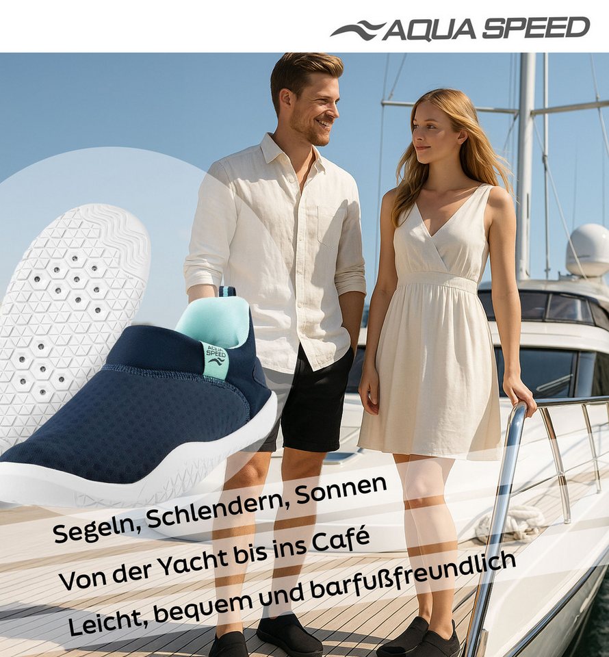 Aqua Speed Aqua Speed Lagarto Schwimmschuhe Gr. 43 – Mit Tuch & Grip-Sohle Wasserschuh (Schwimmschuhe mit Grip-Sohle – Für Alltag, Urlaub & Wellness) Stylische Schwimmschuhe inkl. Tuch – Für Alltag & Therme
