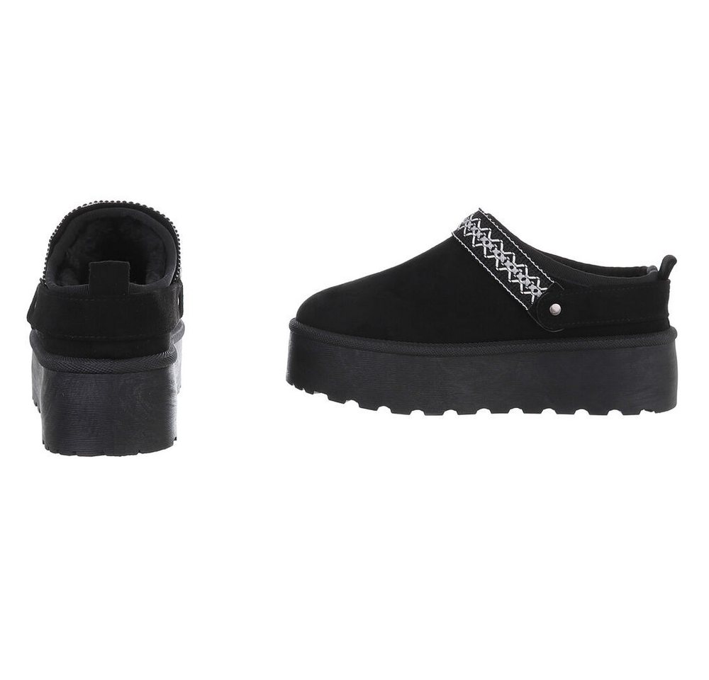 Ital-Design Bequeme Freizeitschuhe mit Riemen für Damen Snowboots (90169615) Flach Stiefeletten in Schwarz Bild 2