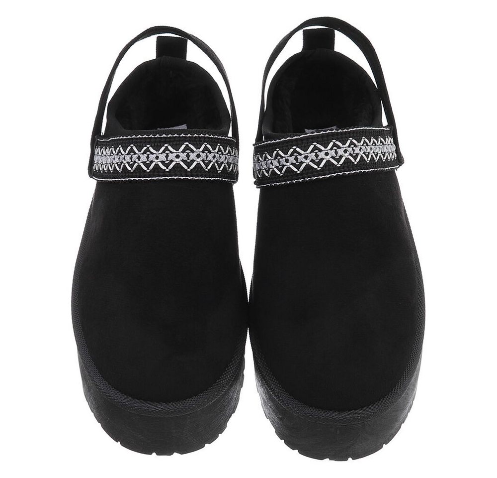 Ital-Design Bequeme Freizeitschuhe mit Riemen für Damen Snowboots (90169615) Flach Stiefeletten in Schwarz Bild 4