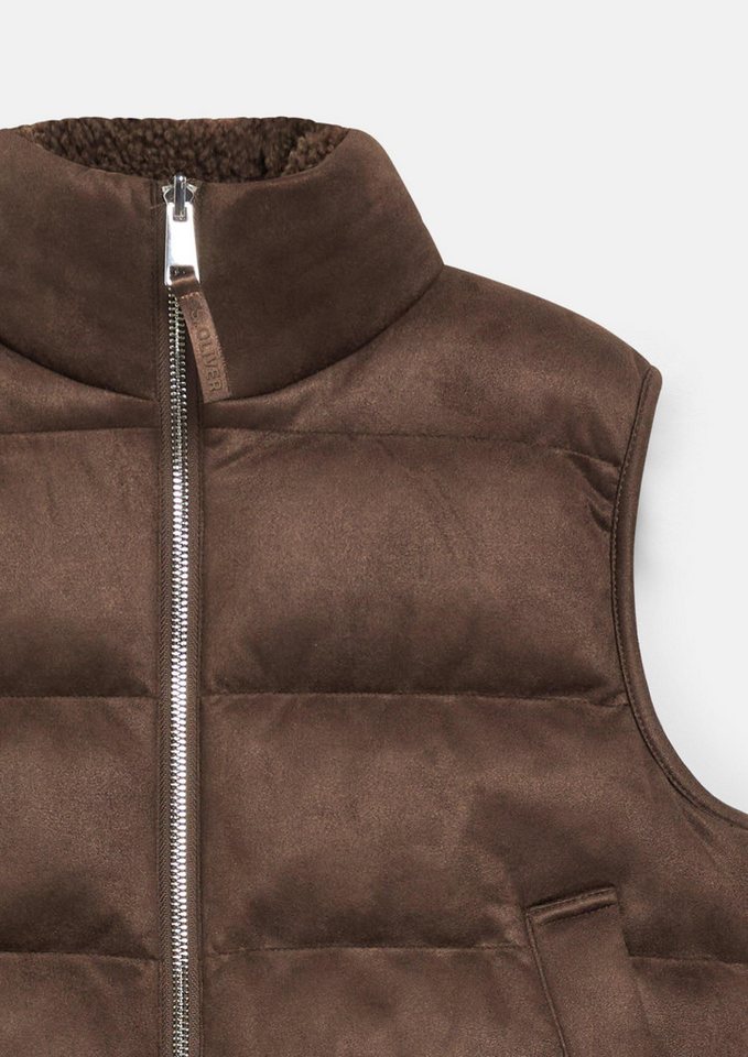 s.Oliver Outdoorjacke Indoor-Weste Boxy Wendeweste in Velours- und Teddy-Mix