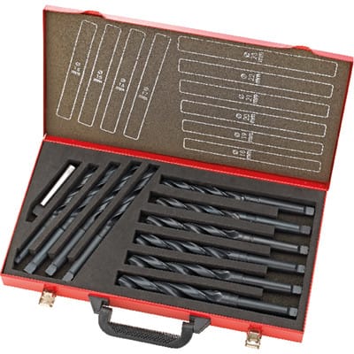 Spiralbohrer Set DIN 345 HSS rollgewalzt 14-23mm, Metallkassette