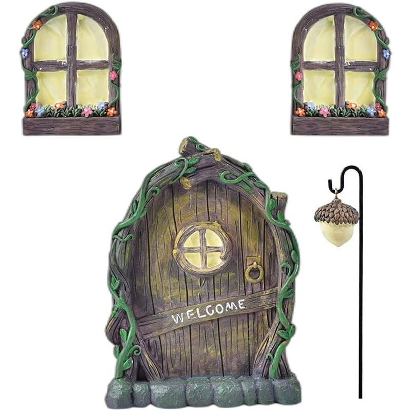 4-teiliges Gartenfiguren-set, Im Dunkeln Leuchtende Baumdekorationen Aus Kunstharz, Miniatur-statuen, Feengarten-skulptur