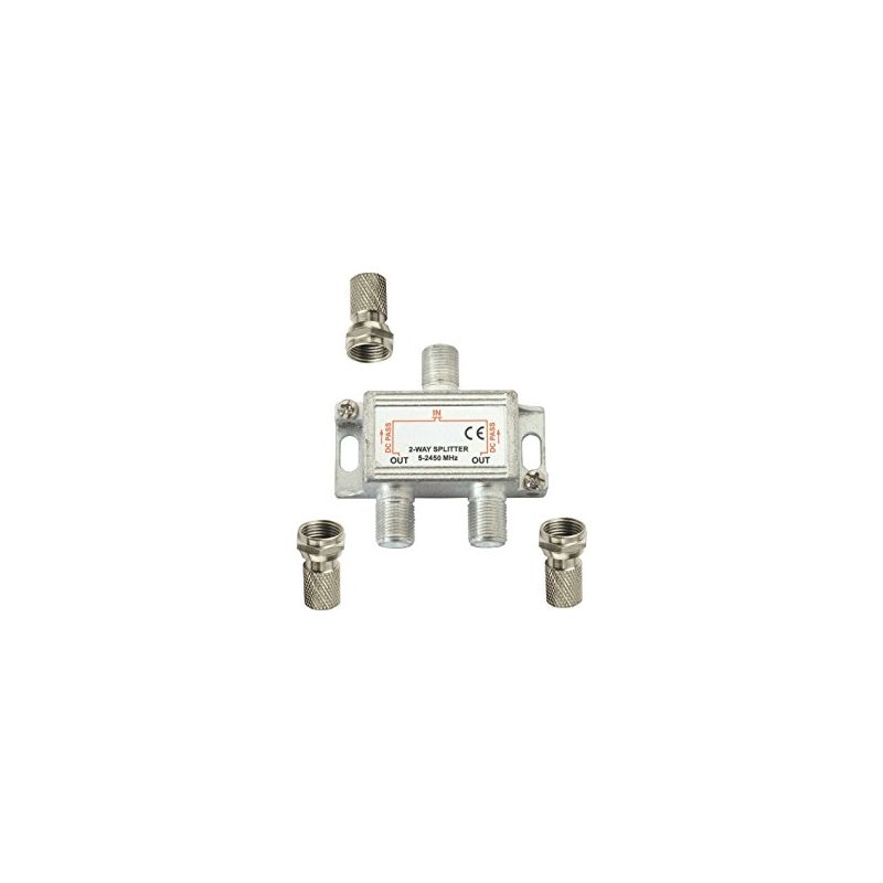 Cahors – Tv-antennensplitter Mit 1 Eingang Und 2 Ausgängen, Inklusive Dc-durchleitung – 3 F-anschlüsse – Satelliten- Und Dvb-t-kompatibel – Optimierte Verstärkung Für Professionelle Installation