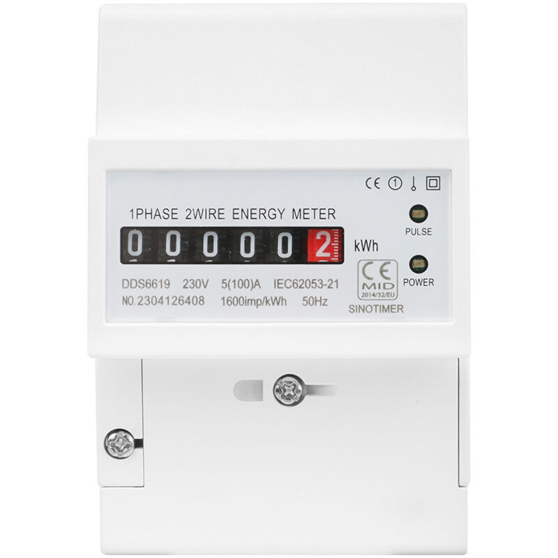 220v Compteur D'Énergie Électrique Monophasé Numérique Multifonctionnel Sur Din Rail Meter 2 Ligne 4p (5(100) A)