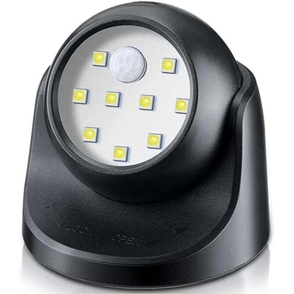 Projecteur À Led Sans Fil Pour Intérieur/extérieur Avec Détecteur De Mouvement, Marche/arrêt Automatique Et Alimentation Par Piles Noir