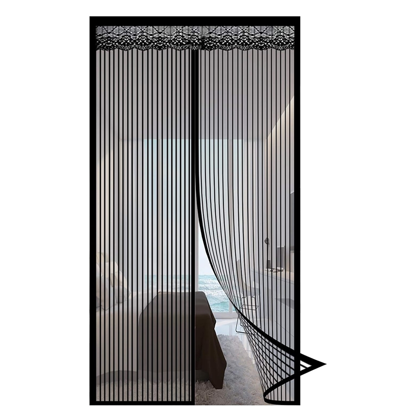 Moustiquaire Magnétique, 90 X 210 Cm, Anti-insectes Et Anti-mouches, Conception Respirante, Convient Aux Portes-fenêtres, Noire.
