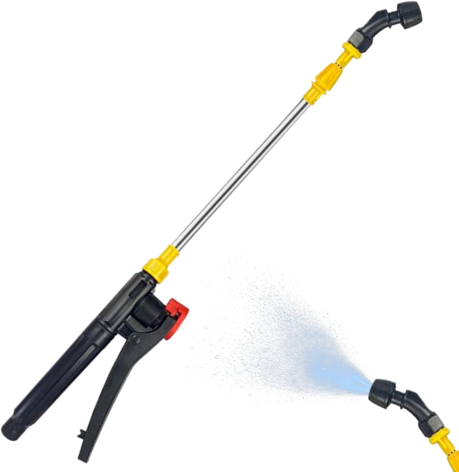 Lance D'Arrosage Télescopique En Acier Inoxydable De 45 À 80 Cm Avec Buse De Pulvérisation Haute Pression Pour Le Nettoyage Et Buse Simple Courbée.