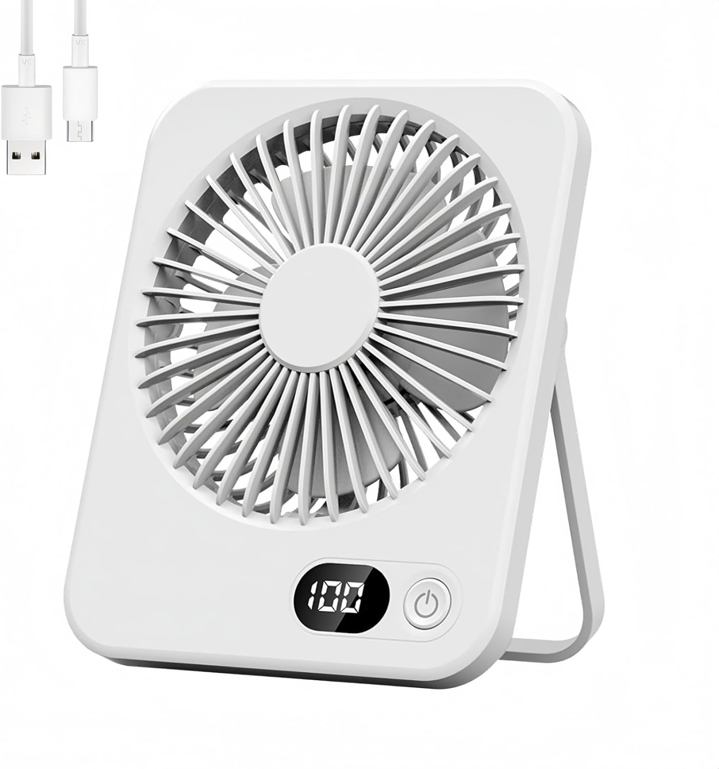 Ventilateur Usb Portable Et Silencieux, Mini, 5 Vitesses, Idéal Pour Le Bureau, La Table, La Cuisine Et La Chambre - Rechargeable Fly