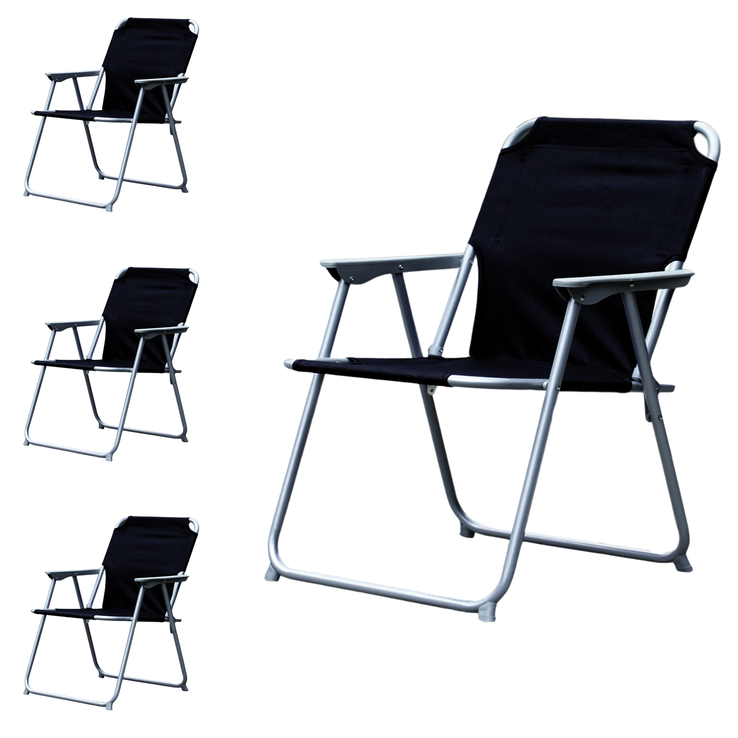 4 Stück Garten / Campingstuhl Oxfort Schwarz -mpo2600s-4