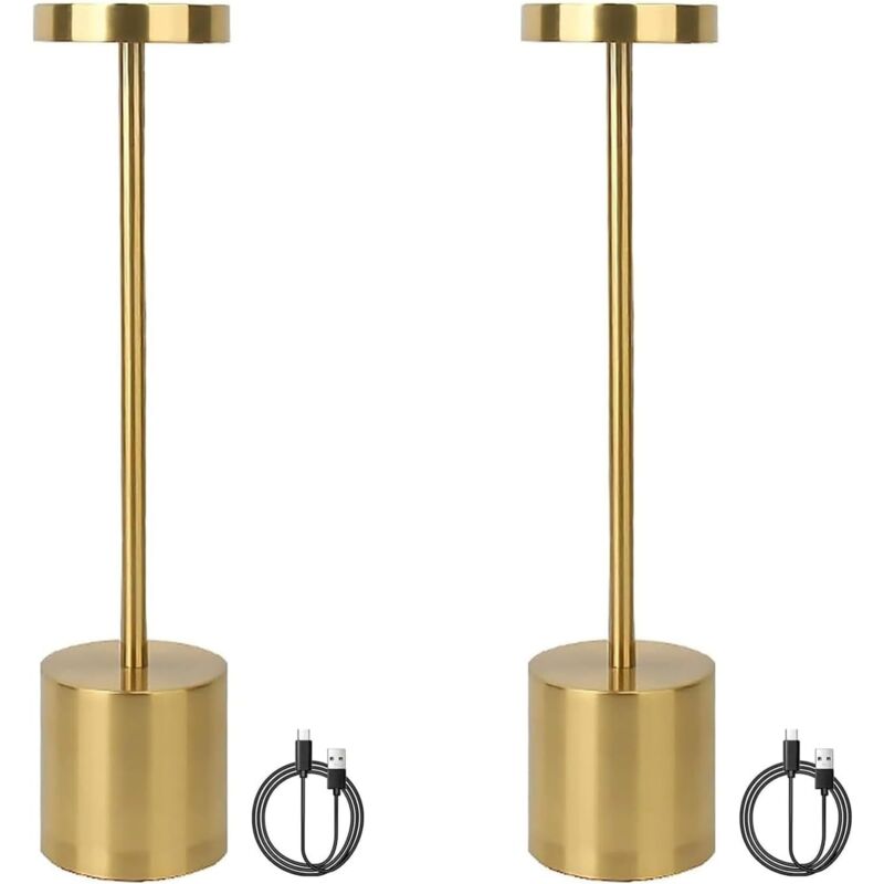 Set Mit 2 Wiederaufladbaren, Kabellosen Led-nachttischlampen, Leselampen Mit Einstellbarer Helligkeit Und Farbtemperatur (3 Modi), Metalldesign Für Büro, Schlafzimmer Und Esszimmer