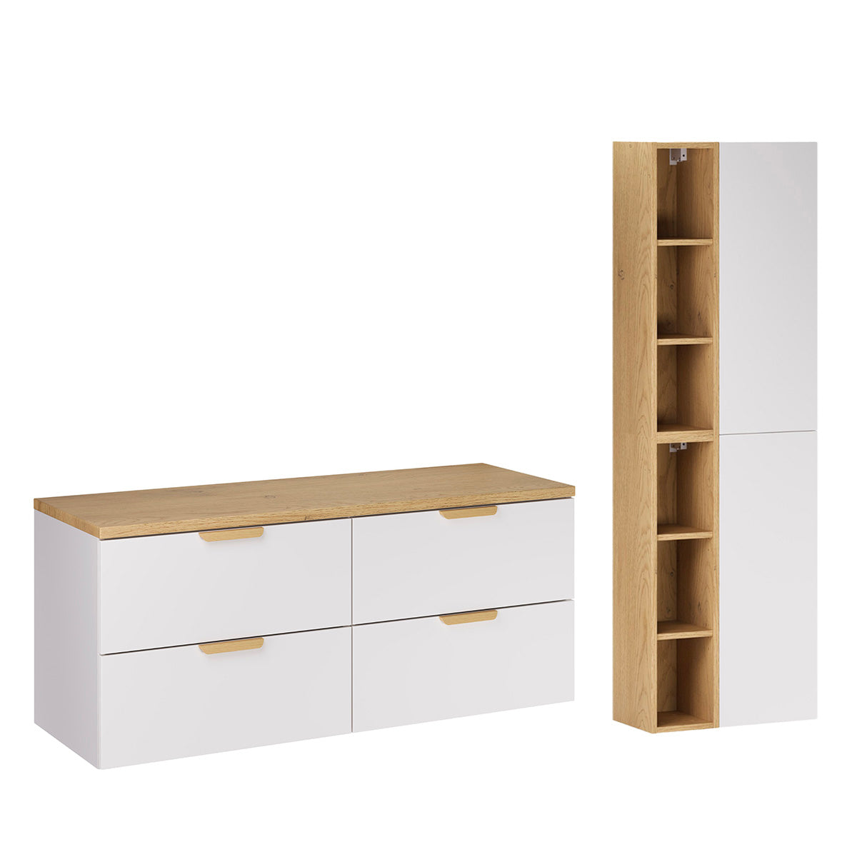 Set Waschtischunterschrank 120cm Und Säule Oria Mattweiß