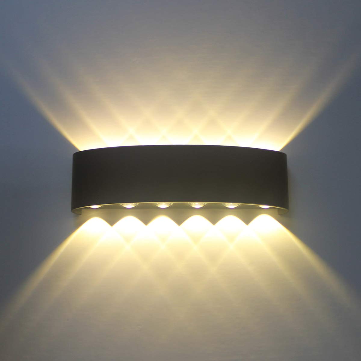 Stoex – 12-w-led-wandleuchte Für Den Innenbereich, Schwarz – Aluminium – Warmes Licht – 32 X 9 X 6 Cm – Einfache Wandmontage – Energiesparend (50.000 H)