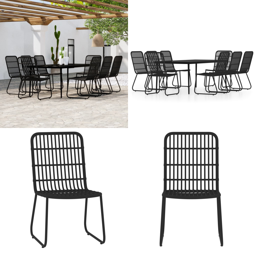9-tlg. Garten-essgruppe Schwarz - Gartenmöbel - Terrassenmöbel