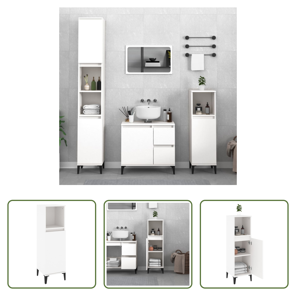 Vidaxl Badezimmer Ablage - Badschrank Weiß 30x30x100 Cm Holzwerkstoff