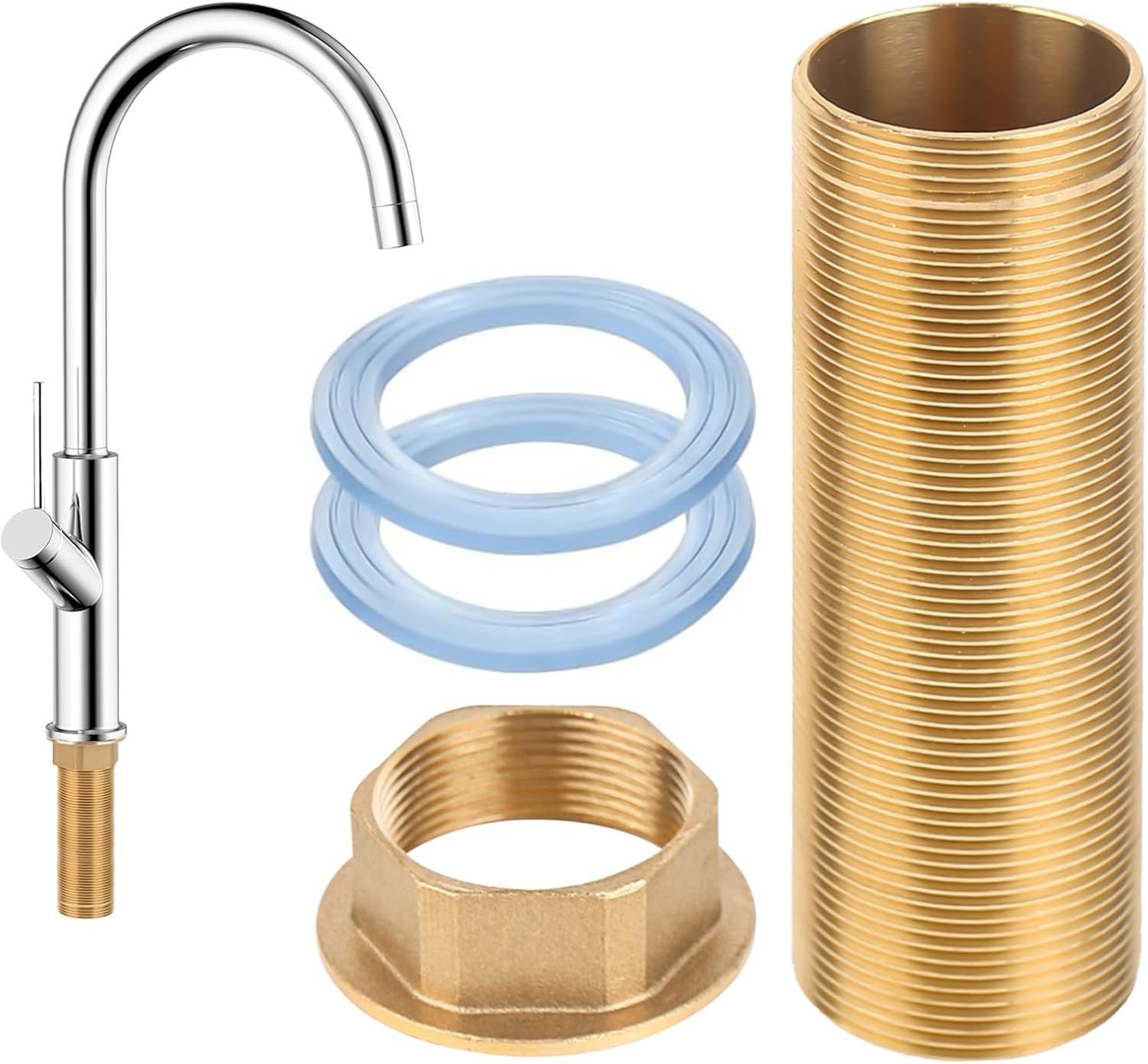 Kit De Rallonge Pour Robinet De Cuisine – 3 Rallonges De 10 Cm, Kit De Réparation De Robinet En Acier Inoxydable Avec Tuyau Fileté Pour Robinet De Salle De Bain.