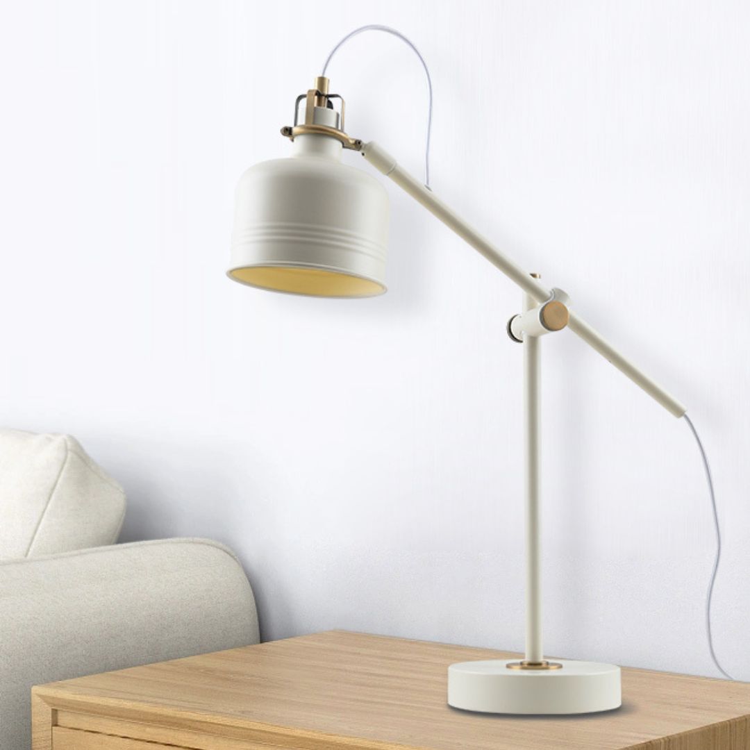 Gelenk-schreibtischlampe Aus Weißem Metall Pobeña