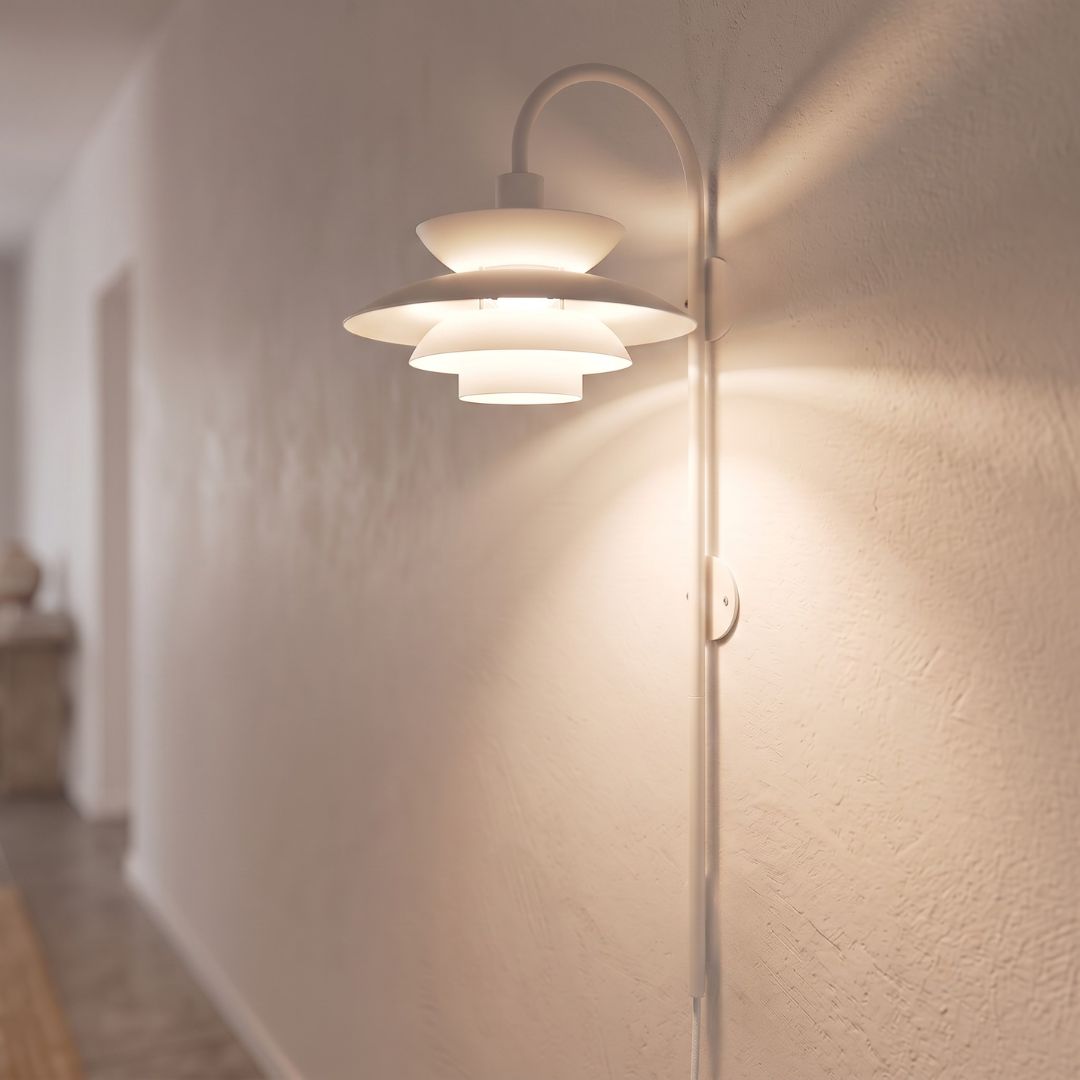Moderne Wandleuchte Oiz E27 Mit Lampenschirm Aus Weißem Metall