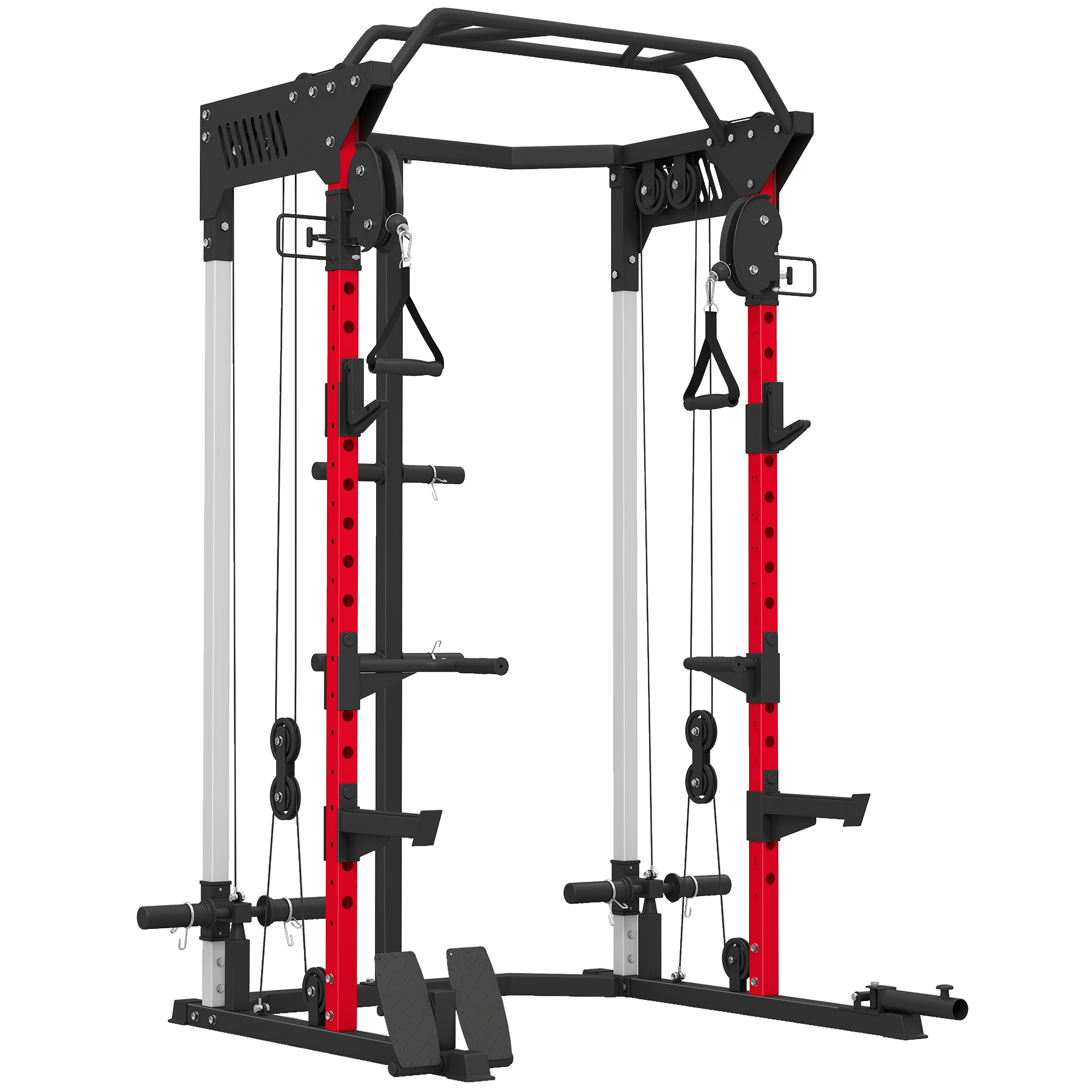 Power Rack 900 Kg Doppelseilzug-krafttrainingsstation Mit 19 Stufen, Heimfitnessstudio Für Krafttraining, Schwarz