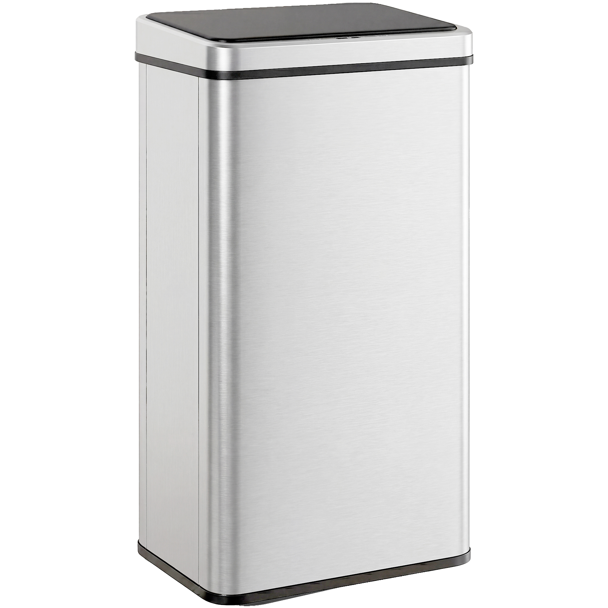 50-liter-abfalleimer Mit Sensor, Soft-close-deckel, Automatischer Küchenabfalleimer Aus Silberfarbenem Edelstahl