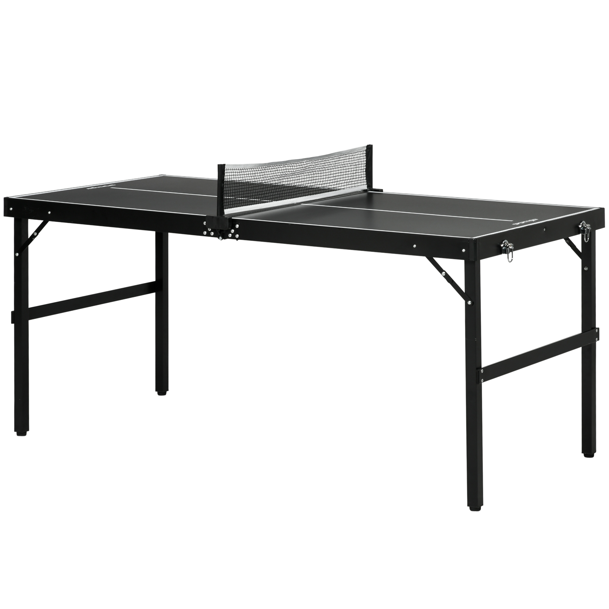 Klappbarer Indoor-tischtennistisch 152x76x72 Cm, Schwarz, Mit Netz, Bällen Und Griff
