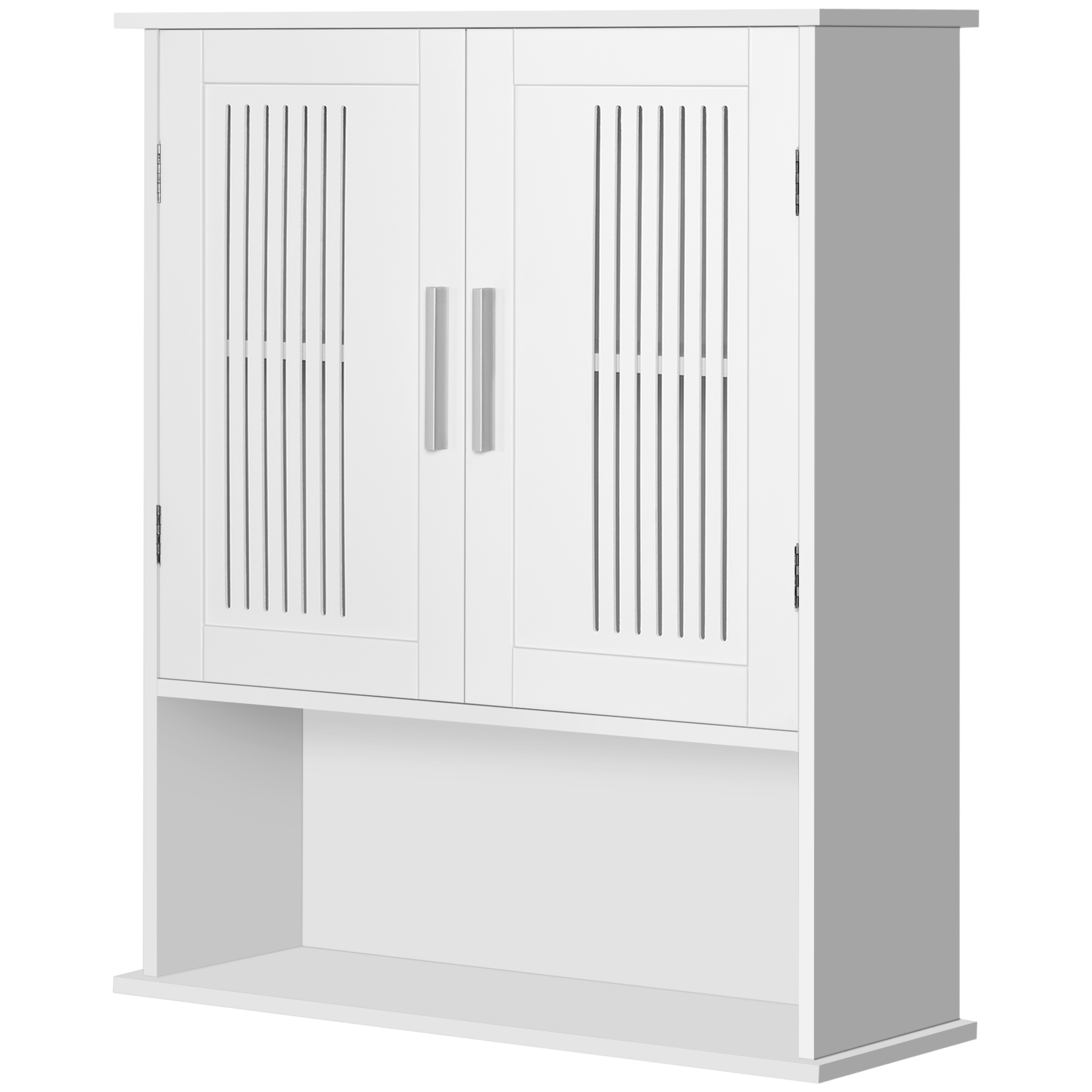 Weißer Wandschrank 60x20x70 Cm, Badezimmerschrank Mit Doppeltür, Verstellbarem Und Offenem Fachboden