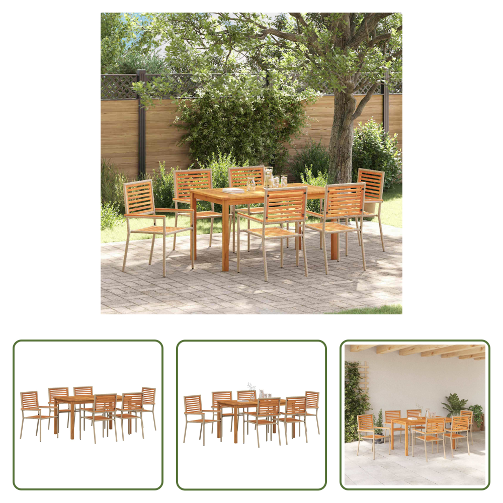 Vidaxl Garten Stühle - Garten Essgruppe 7 Pcs Beige Massivholz Akazie