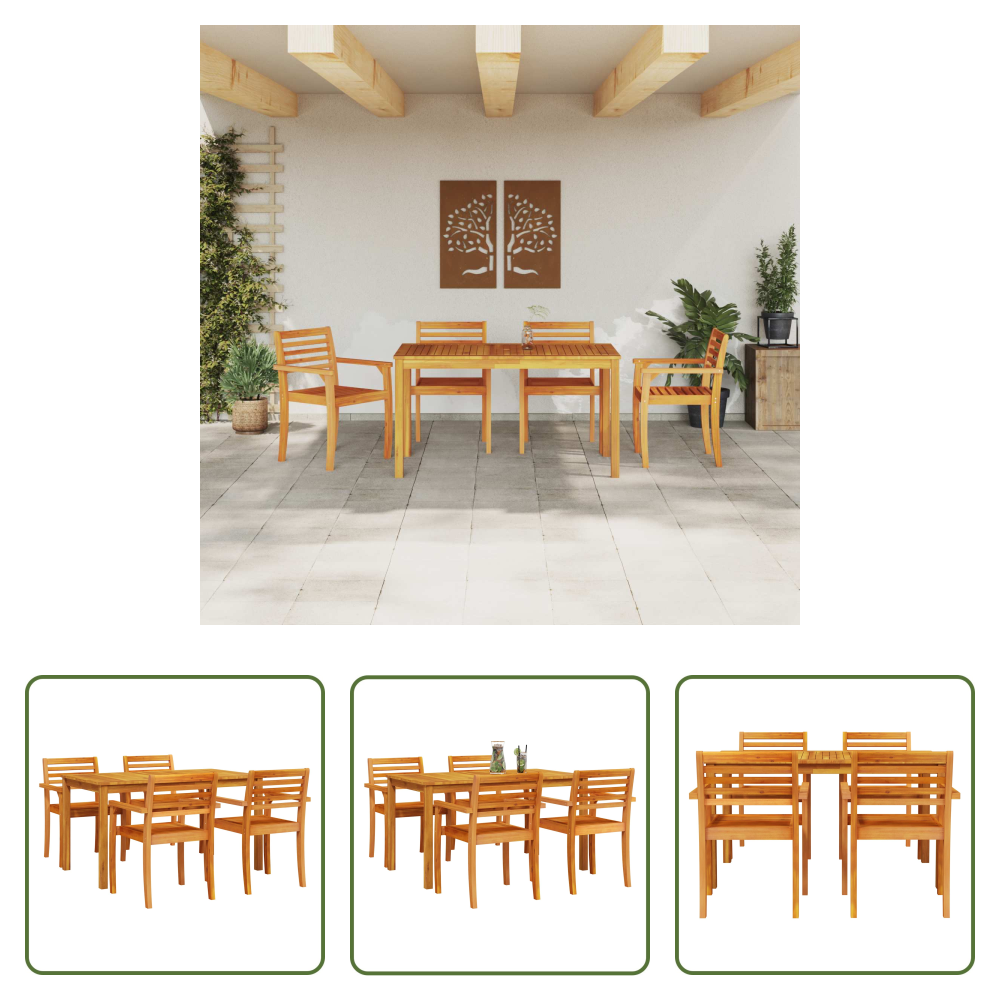 Vidaxl Gartenstühle - Garten Essgruppe 5 Pcs Braun Massivholz Akazie