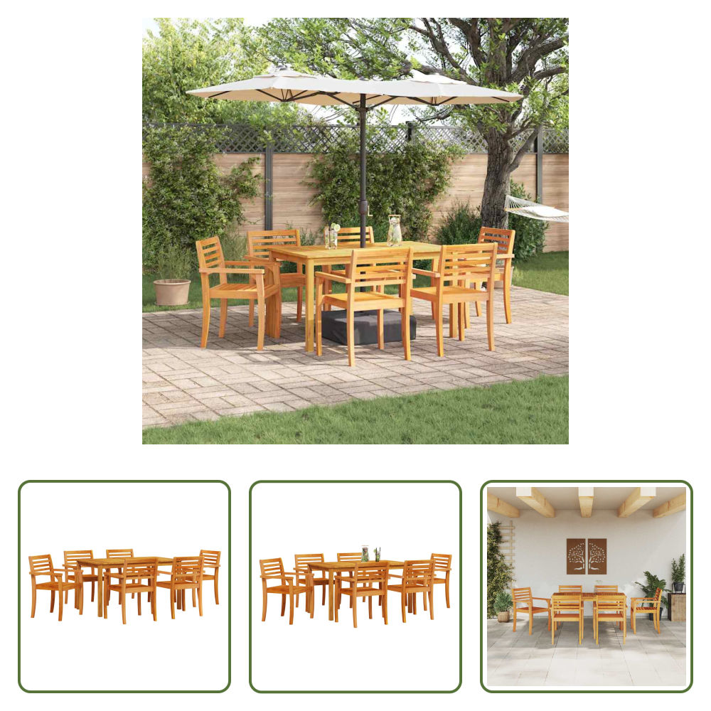 Vidaxl Akazienholz - Garten Essgruppe 7 Pcs Braun Massivholz Akazie
