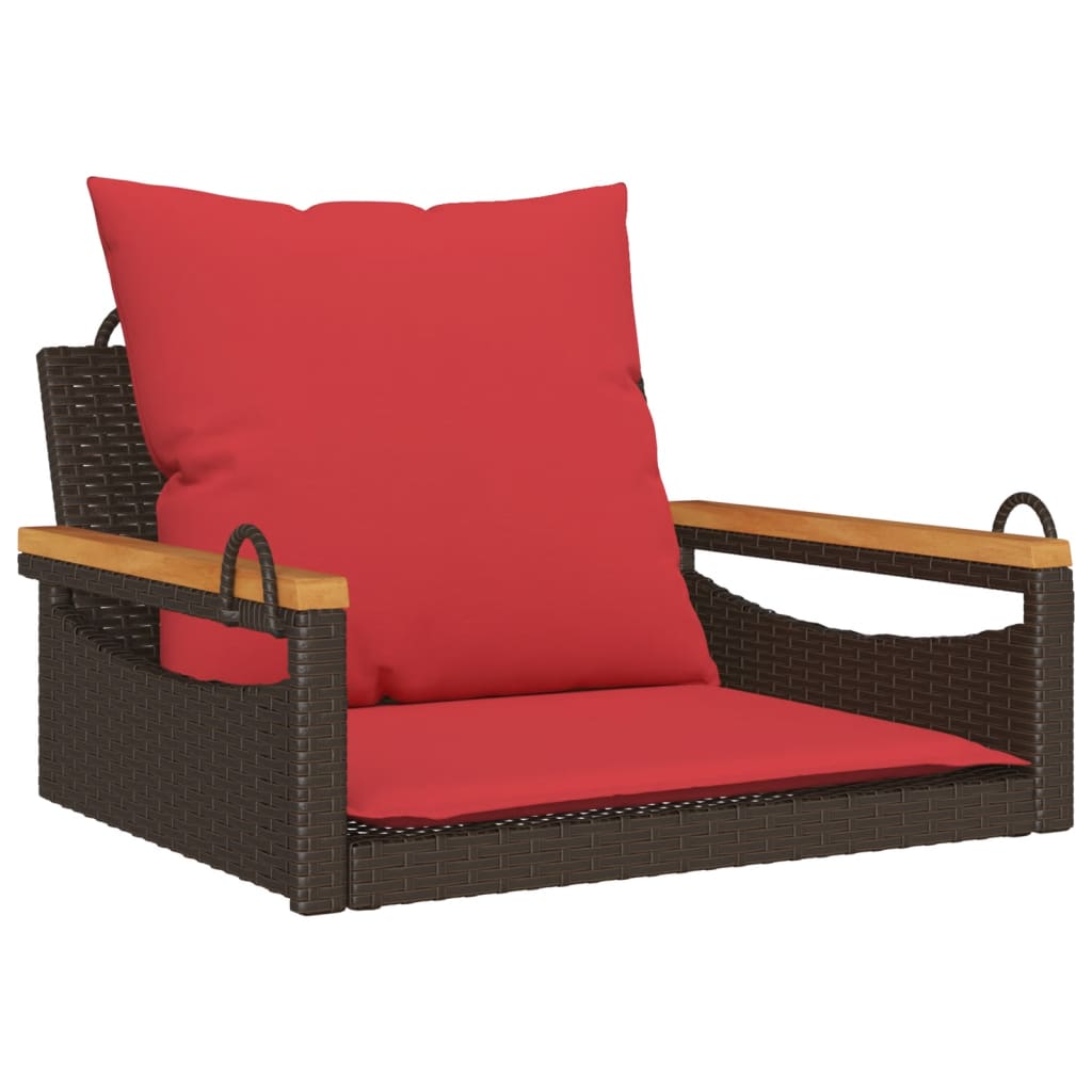 Hängesessel Mit Kissen Braun 63x62x40 Cm Poly Rattan Vidaxl